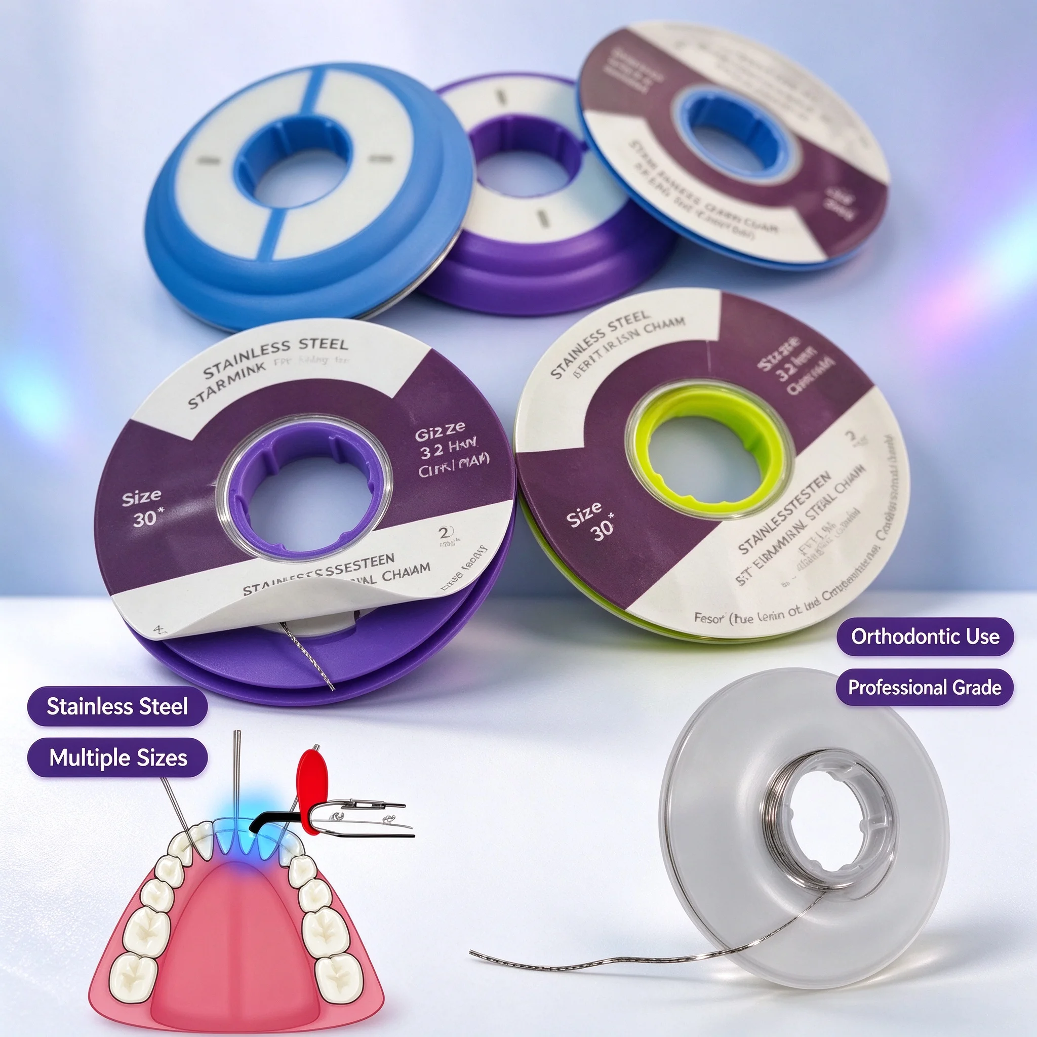 Dental Stainless Steel Retainer Chain Wire Length 3.2 Feet Dental Orthodontic Lingual Retainer Wires Ortho Archwires 1m /Roll