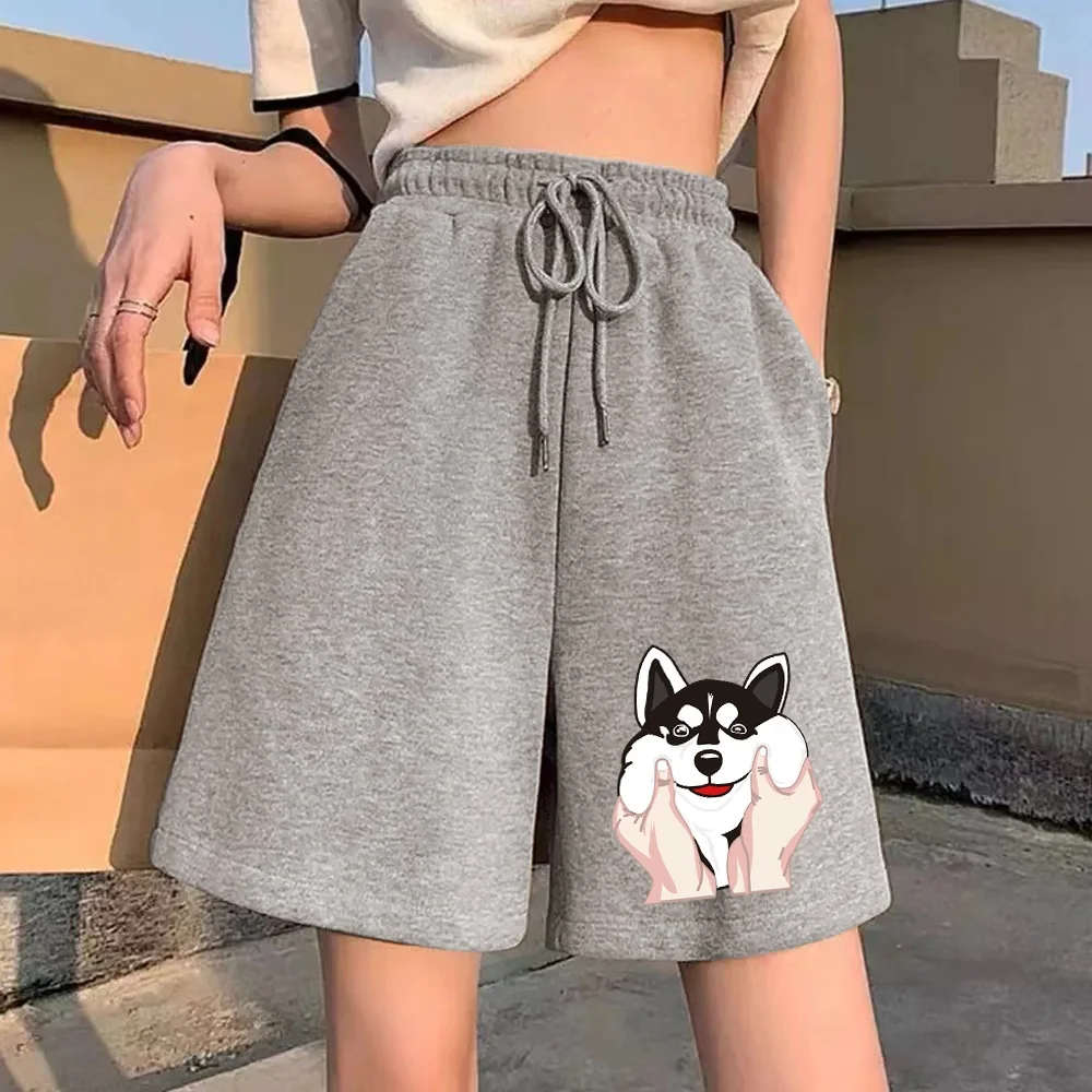 Female Shorts Cute Puppy Print Fashion Korean Students Harajuku Cropped Pants Simple Shorts Women Casual Streetwear