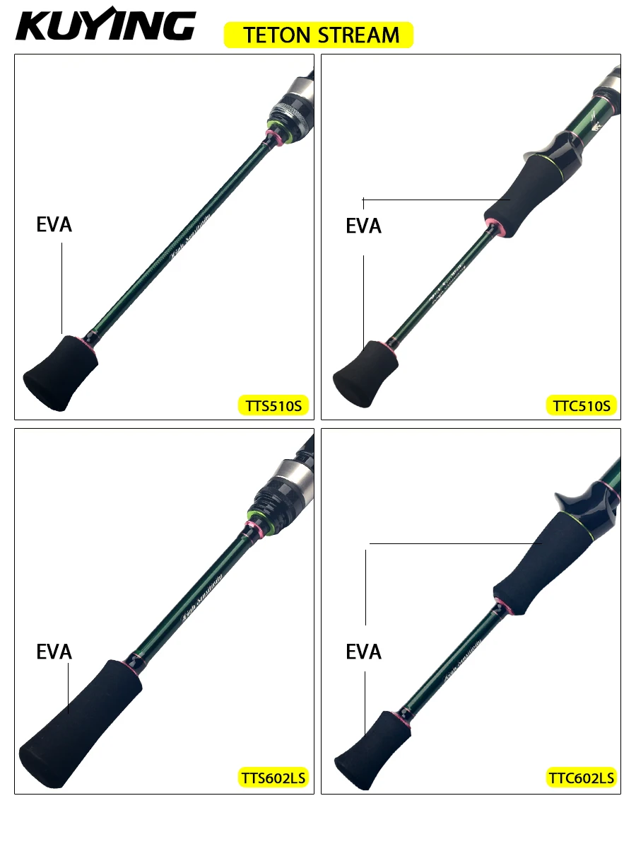 KUYING TETON Baitcasting Spinning Angelrute 5'2"-6'6" Ultraleichte Toray-Carbonfaser mit FUJI-Teilen für Forellen in Flüssen und Seen – Detail 14
