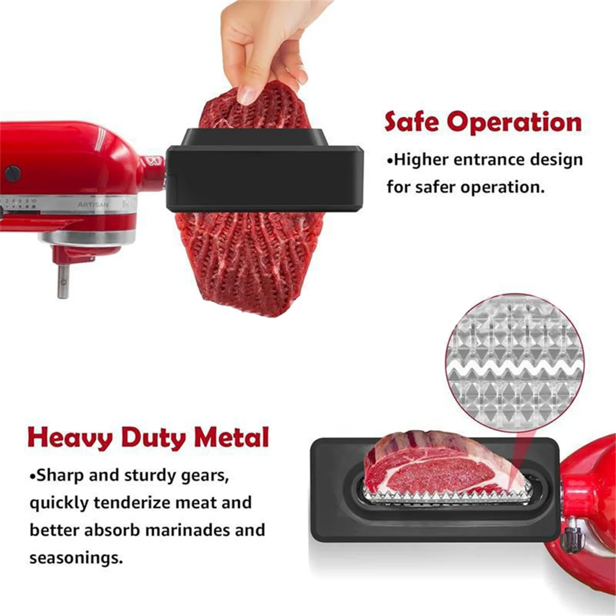 مغرض اللحوم لخلاط حامل كيتشن ايد، تروس من الفولاذ المقاوم للصدأ، مغرض اللحوم، مغرض الدواجن المطبخ، أبيض HY