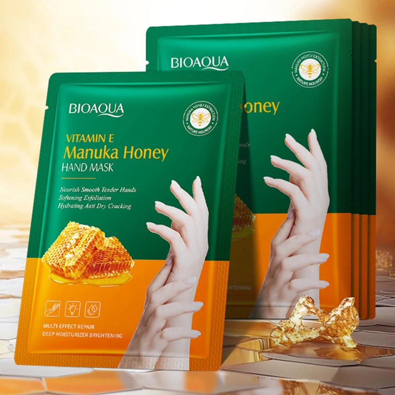 BIOAQUA 5PCS Honey Moisturizing Hand Mask Dead Skin Removal Anti-Aging Whitening Hydrating Hand Care
