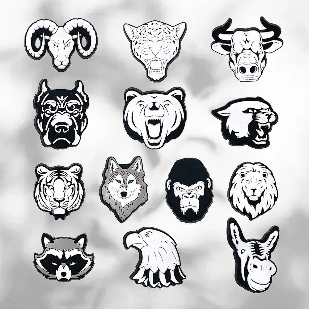 Animal Black White Shoe Charms for Clogs Sandals Decoration Shoe Accessories Charms for Boys Men Gifts