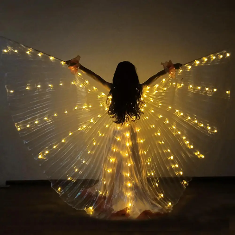 LED Light Up Wing with Stick Glowing Butterflies Wing Kids Adults Luminous Fairy Angel Wing Belly Dance Costume Party Prop