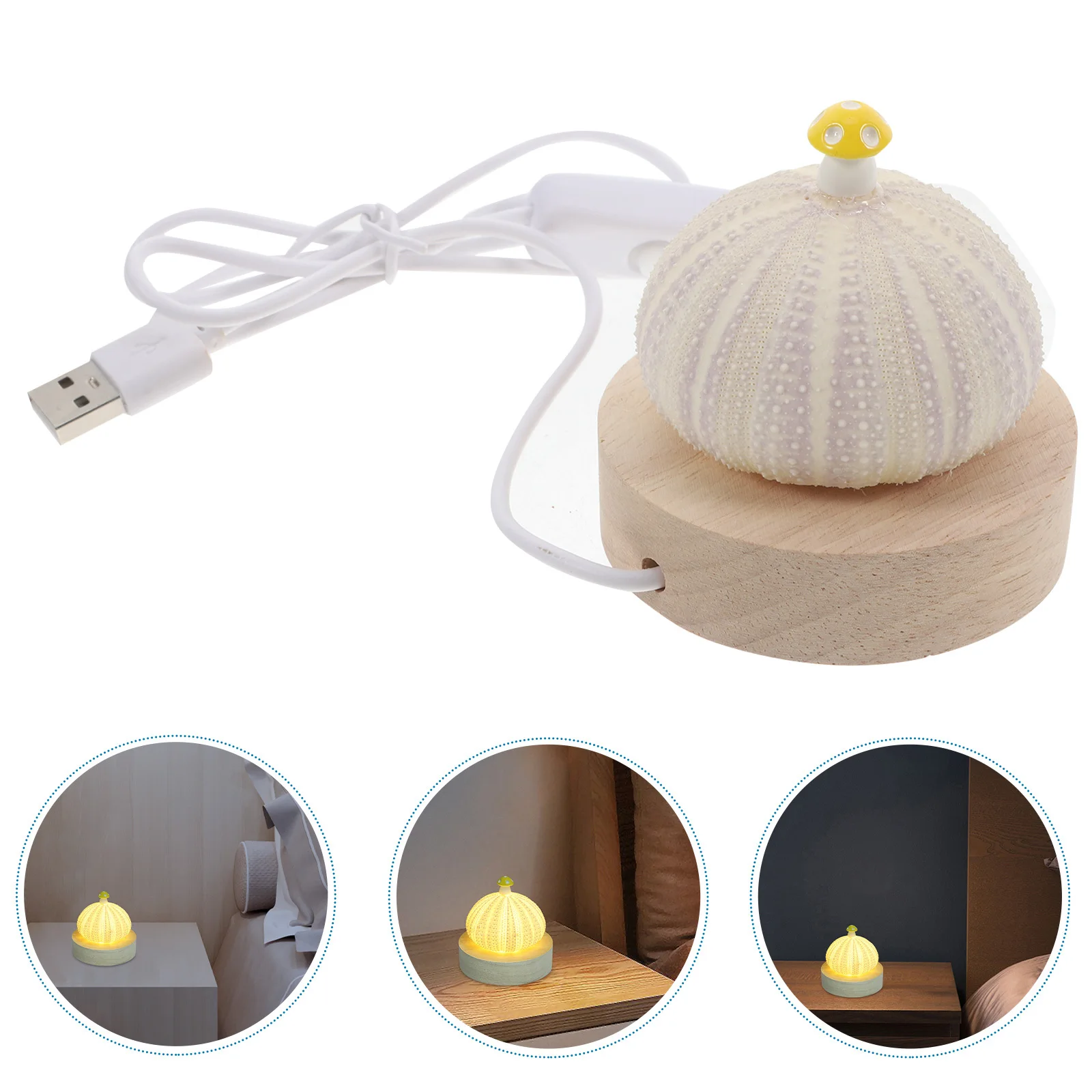 

Mushroom Night Light Creative Led Pearl Lamp Usb Soft Glow Wooden Base Shell Design For Bedroom Living Room Study Decor