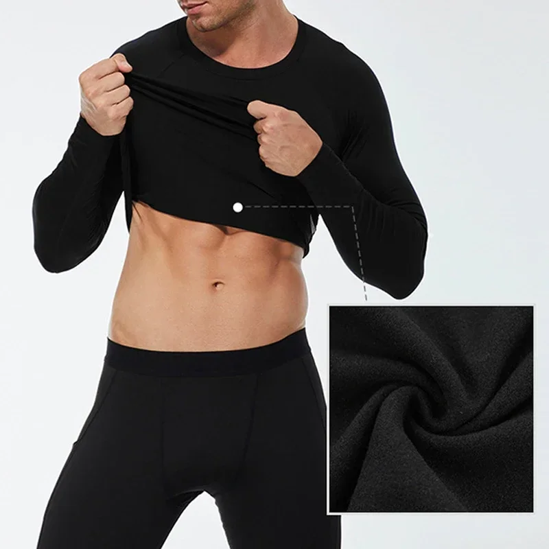 Men Thermal Underwear Winter Thermo Shirt Tops Fleece Undershirts Warm Sleepwear Elastic Long Johns Inner Wear Thermal Clothing