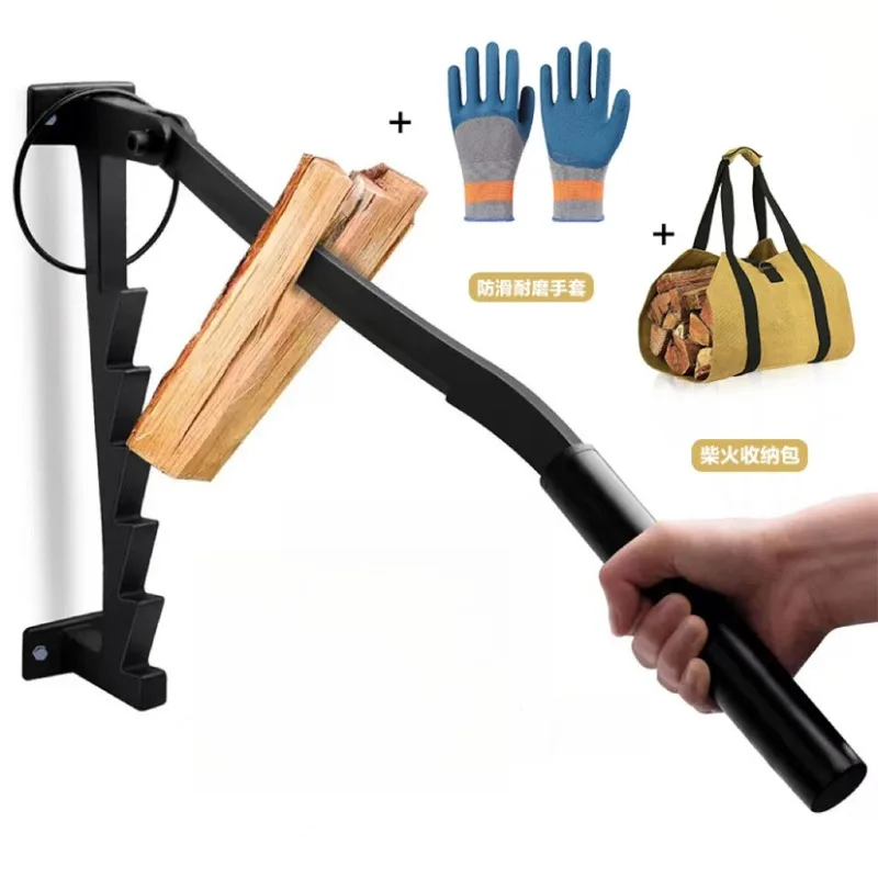 

Cast Steel Log Splitter Axe Dual-Handle Chopping Tool for Firewood Outdoor&Home Use Hanging Cleaver Saw with Teeth