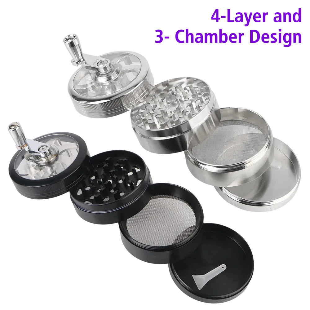 Hand Tools Portable Smoking Herb Cutter Latest Lightning-Shaped Spice Cutter Aluminum Alloy 61MM 4-Layer Tobacco Grinder