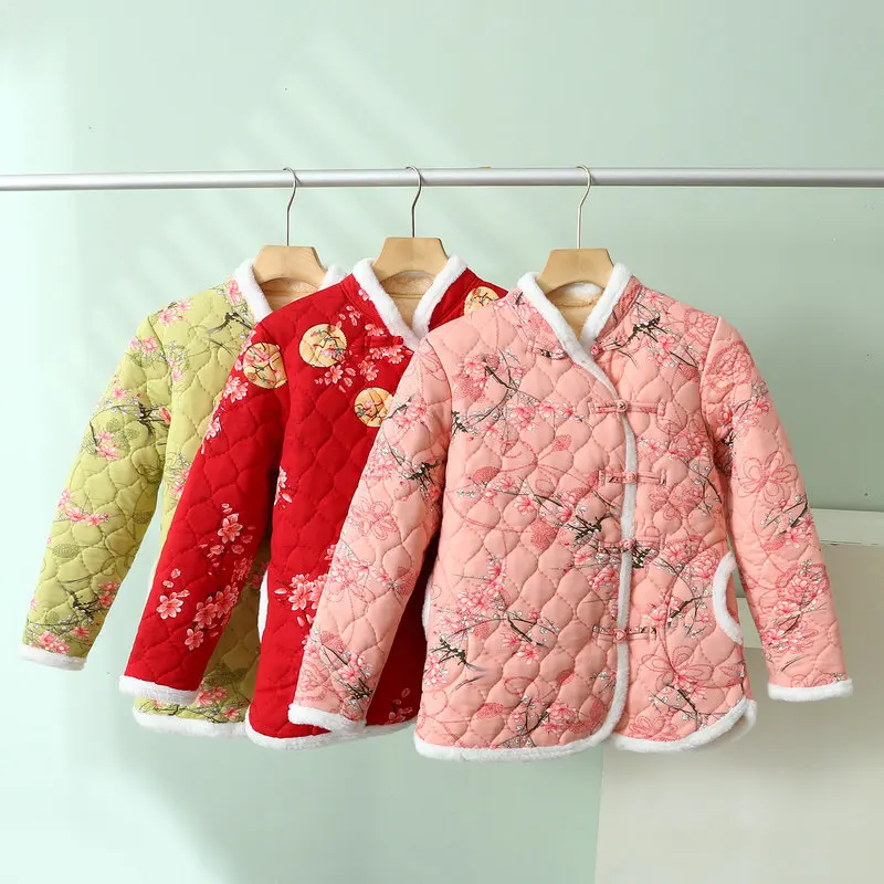 Chinese Style Women Vintage Northeast Flower Cotton-padded Jacket short Cheongsam Old-fashioned peony tang suit New year coat