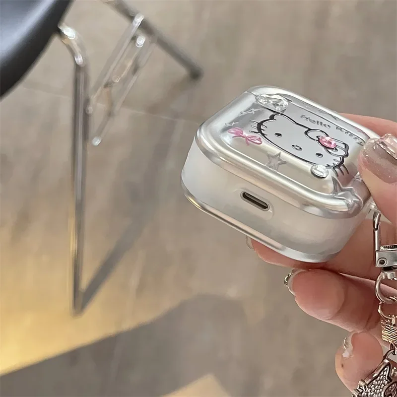 Чехол Hello Kitty для Airpods Pro 2, защитный чехол для наушников из ТПУ с плавающей звездой и брелком для Airpods Pro, чехол для девочек/женщин