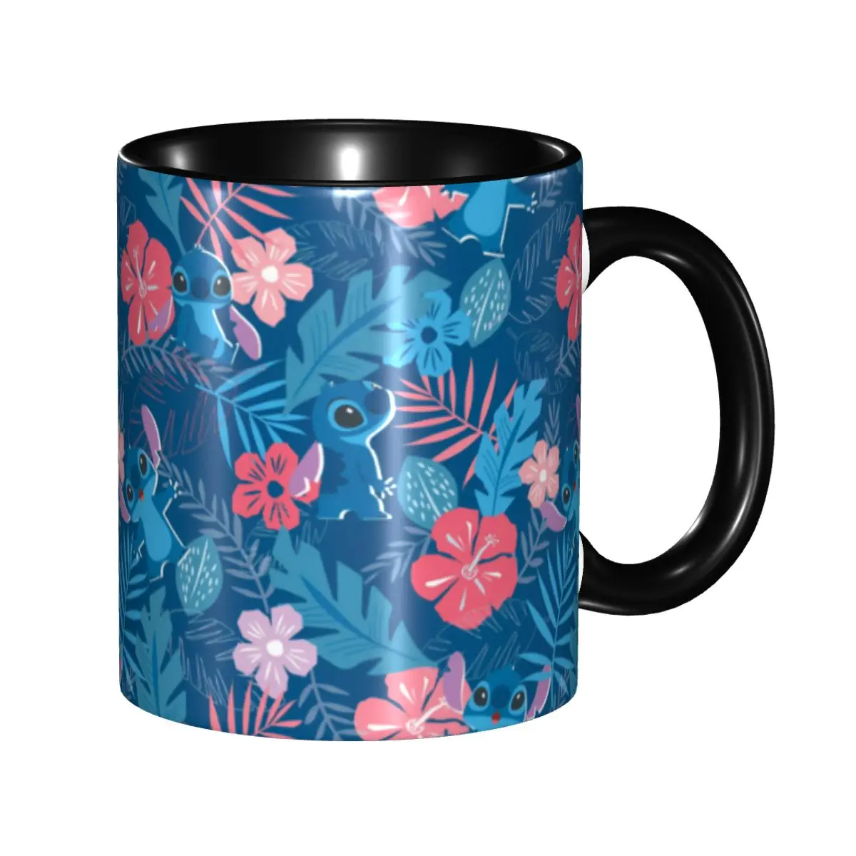 

Stitch Tropical Flowers Coffee Mug DIY Custom Ceramic Tea Milk Mug Cup