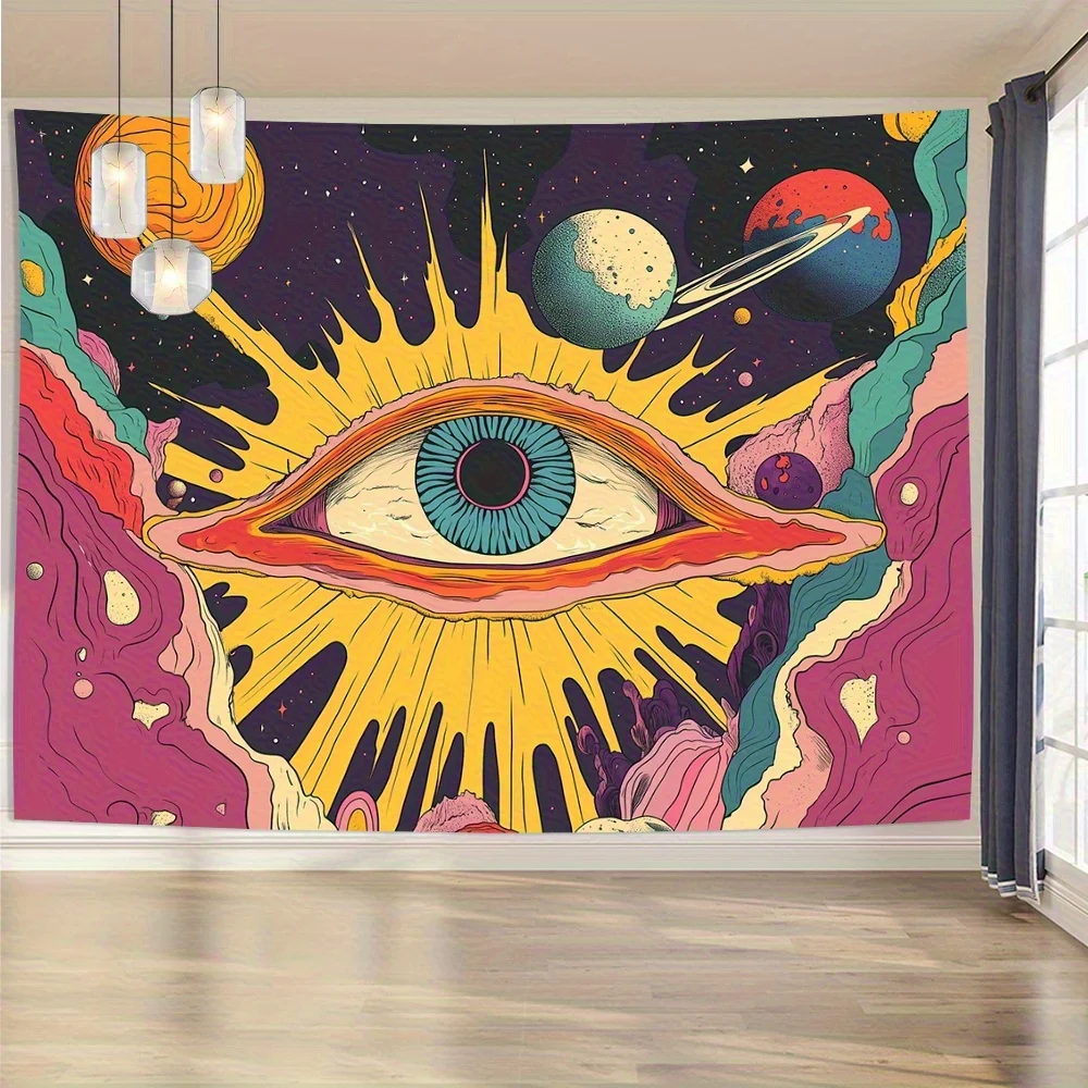 Giant Cosmic Eye Tapestry Wall Hanging Space Galaxy Art Poster Psychedelic Planets Bohemian Room Decor 150x300cm