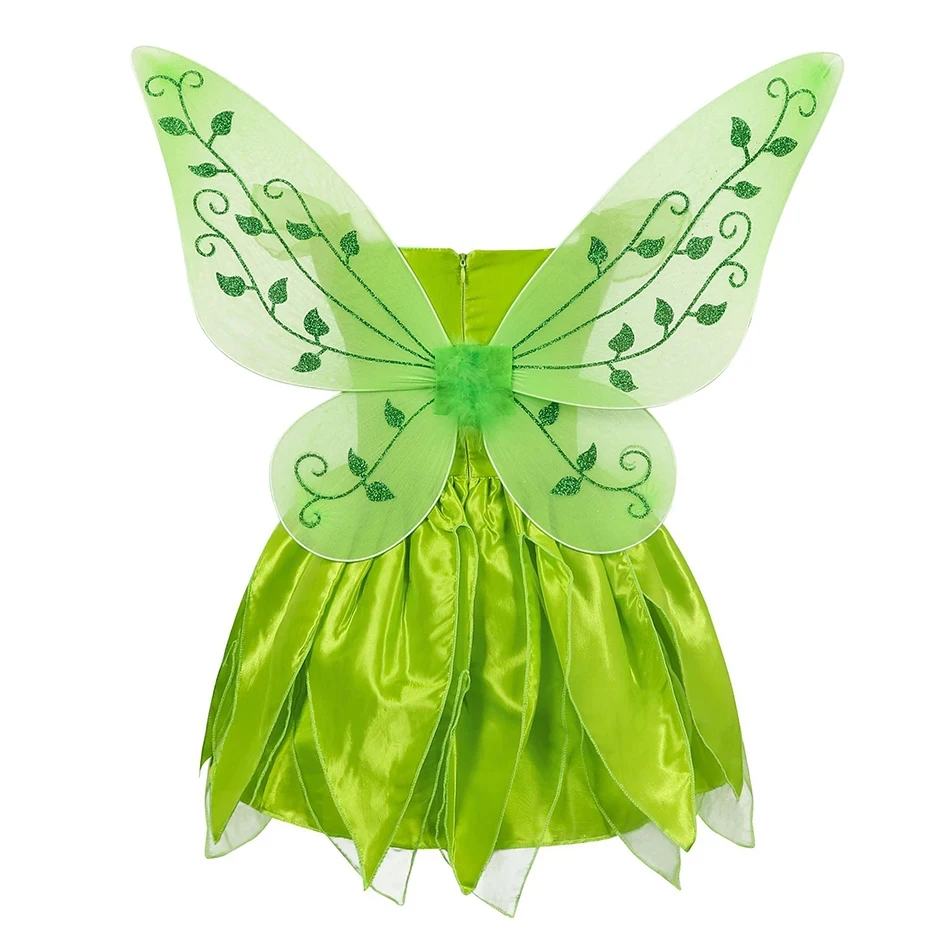 Disney Tinker Bell Fairy Tiana Costume For Girl 2024 Photo Shoot Children Clothing Princess Elf Birthday Ball Gown Dress Wing