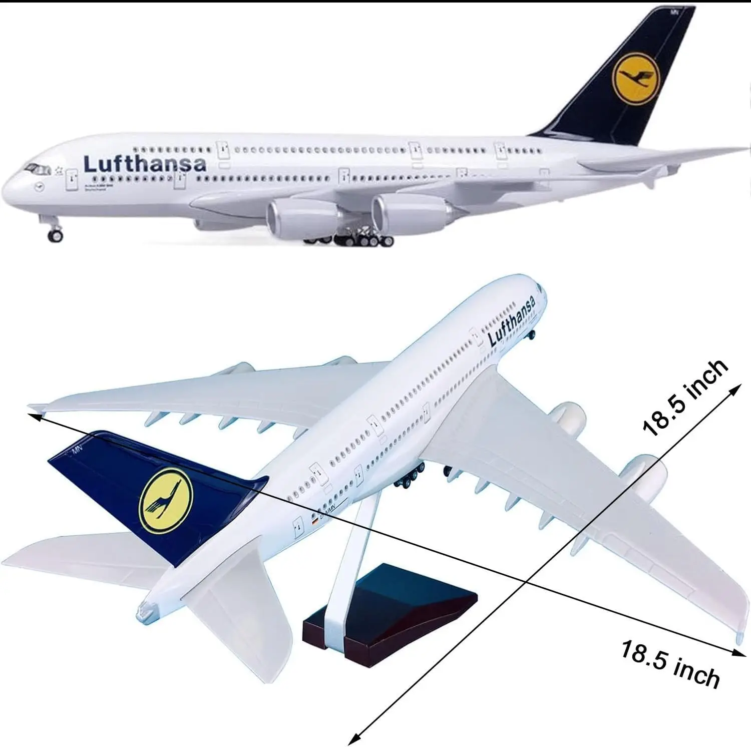 

47CM Large Model Luthansa Airways Airplane A380 Model 1:160 For Adults With LED Light Gift for children Toy Collect tems
