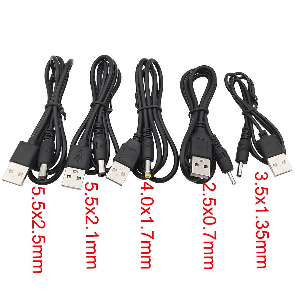 USB typu A męski na 2,5*0,7 3,5*1,35 4,0*1,7 5,5*2,1 5,5*2,5 mm kabel zasilający DC 5V złącze baryłkowe ładowarka rozszerzona linia
