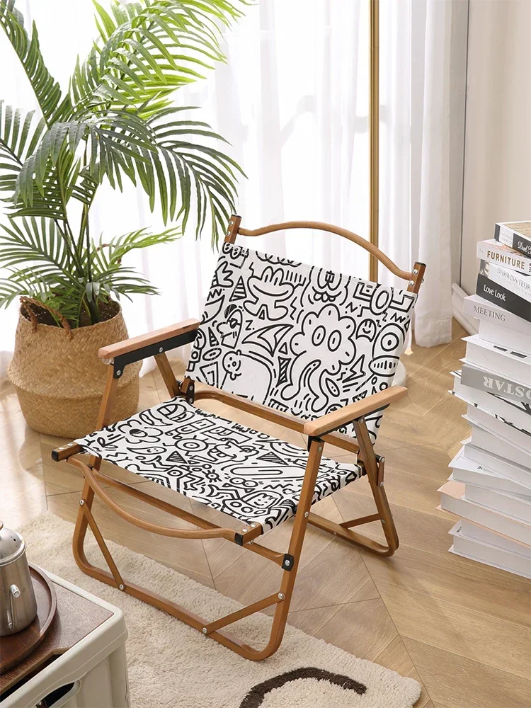 

Outdoor camping wind Cmit chairs canvas folding portable beach chairs tables and chairs courtyard balcony leisure.