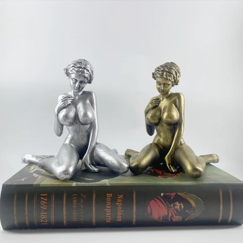 Sexy Nude Girl Statue Resin Female Sculpture Art Table Decor Bronze Naked Woman Lady Figure Figurine Home Room Unique Decoration