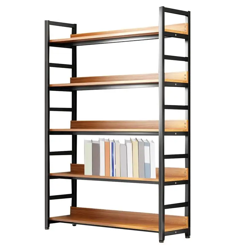 1PC Bookcase Simple Flooring Steel Wood Multi-Layer Storage Rack Floor Bookshelf Standing Storage Rack Living Room Storage shelf