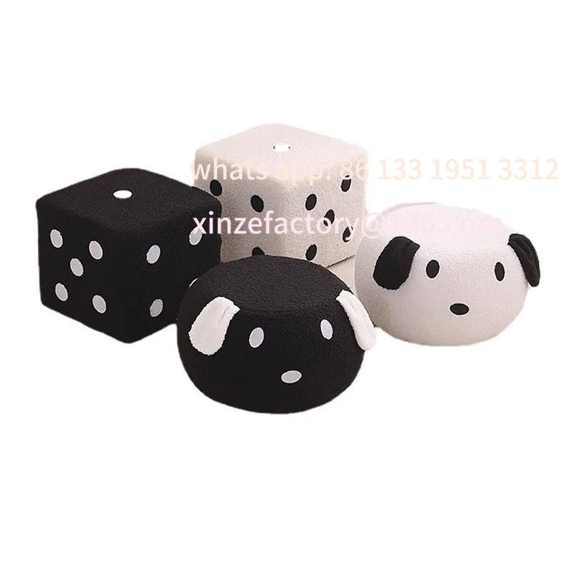 

Customizable Lamb Velvet Dice Stool Home Living Room Entrance Children's Low Stool Wood Shoe Changing Stool Footstool Sitting Pi