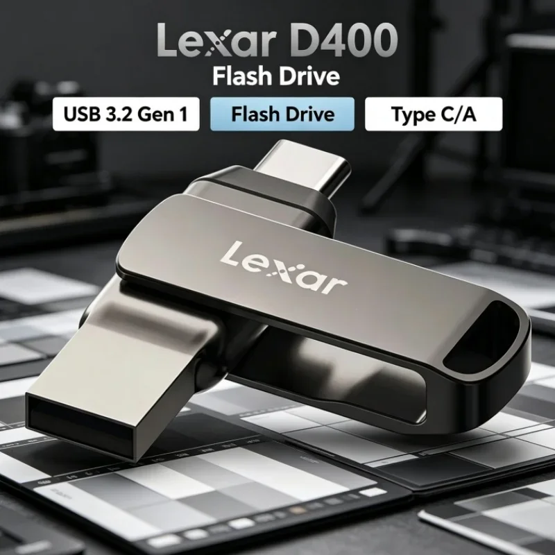 Lexar JumpDrive D400 USB Flash Drive 32GB 64GB 128GB 256GB Dual Drive Dual Slot USB 3.2 Gen 1 Type C/A For Smartphone/PC/Mac
