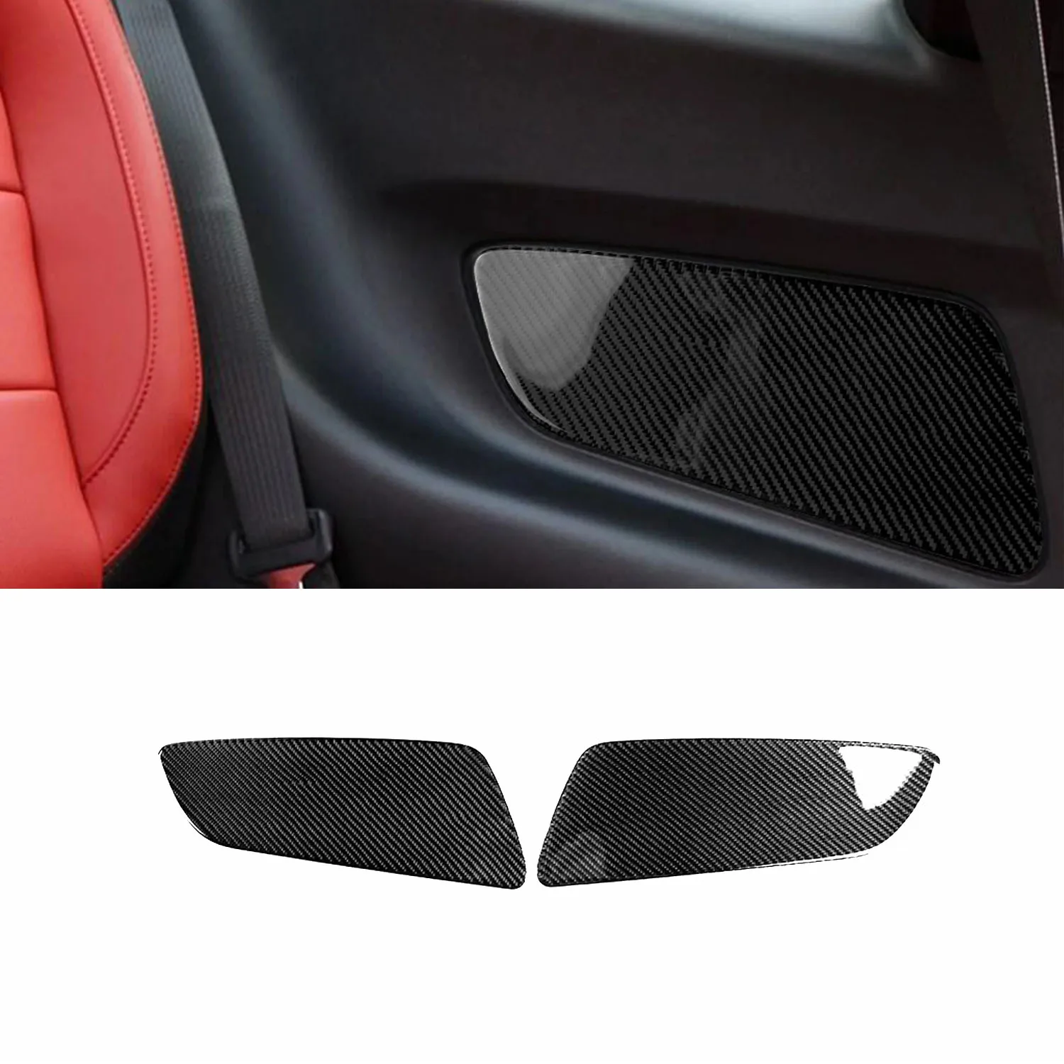 

For Ford Mustang 2015-2019 Car Carbon Fiber Rear Door Panel Door Cover Protective Carbon Fiber Trim