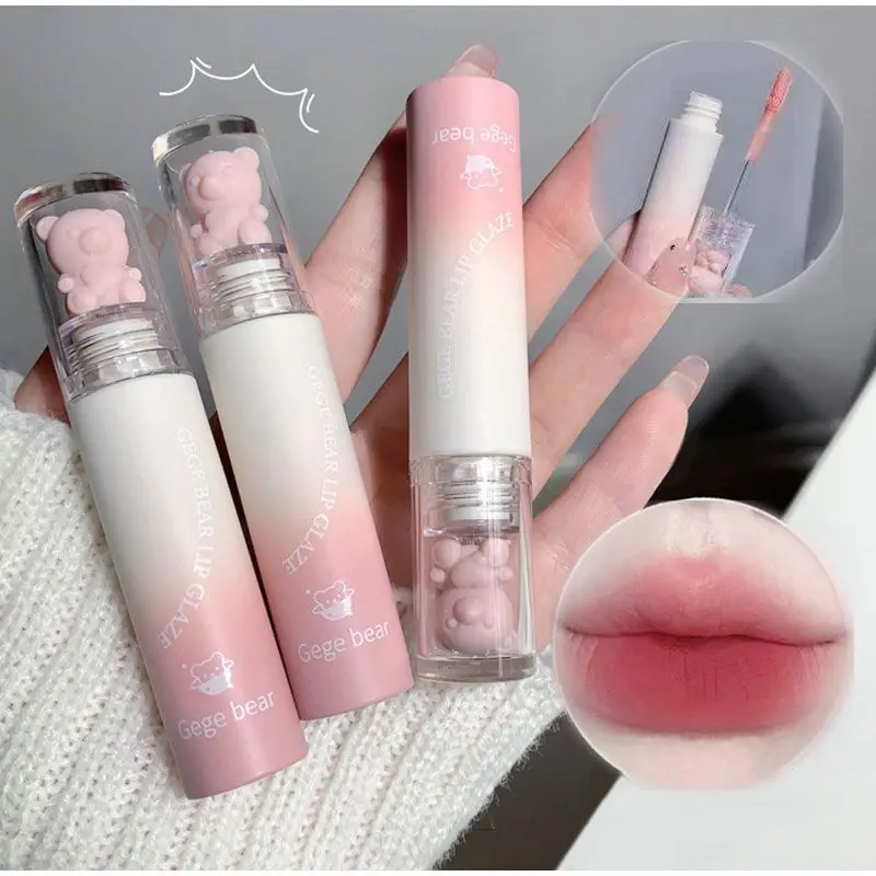 2023 New Bear Velvet Waterpoor rossetto Cute Lip Glaze Girl Chestnut Pink Lip Mud trucco coreano ragazza Lip Gloss trucco cosmetici