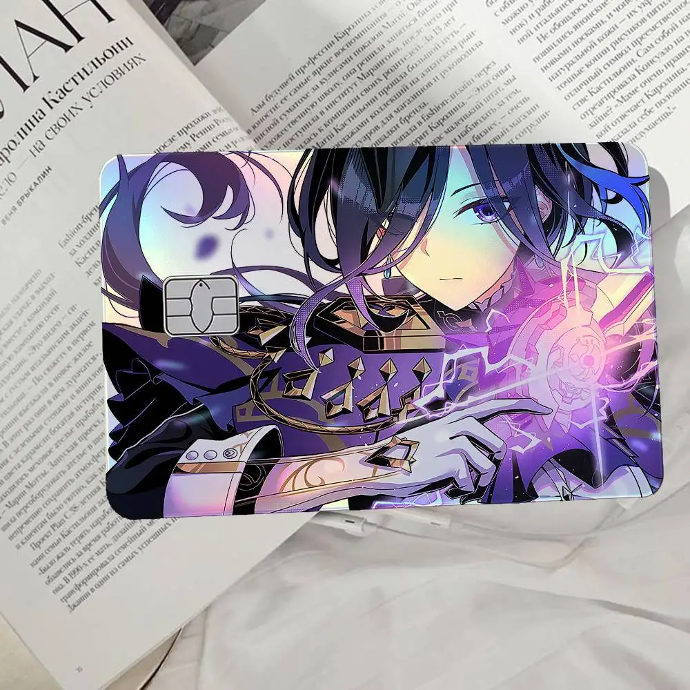 Clorinde Genshin Impact Laser Card Skin Stickers 4pcs/Set Waterproof Anti-Scratch Bank Card Protector Decal For Credit Cards
