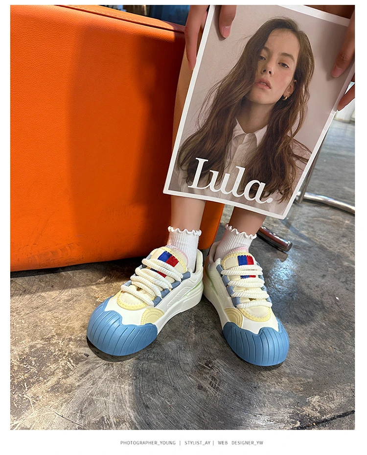 Macaron-Farbblock-Skateschuhe aus Kunstleder für Damen, Wave-Shell-Zehenkappe, Schnürschuhe, Low-Top-Sneaker mit pastellfarbenem Kontrastbesatz – Detail 17