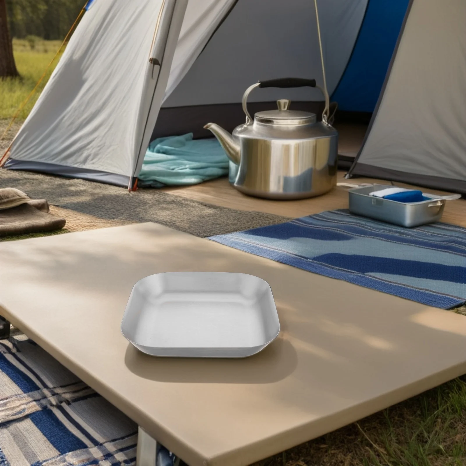 

Stainless Steel Square Plate Flat Strong Grill Platter for Barbecue Fried Foods French Fries Chicken Camping Outdoor Parties