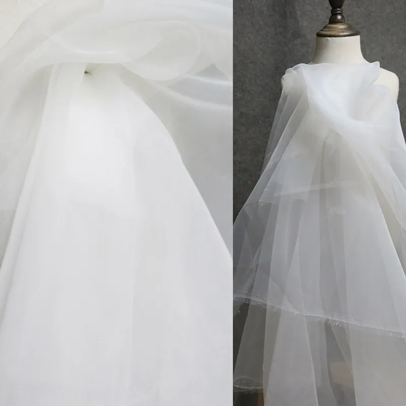 Organza White Mesh High Density Smooth and Wide Designer Fabric Style Handmade Skirt Yarn