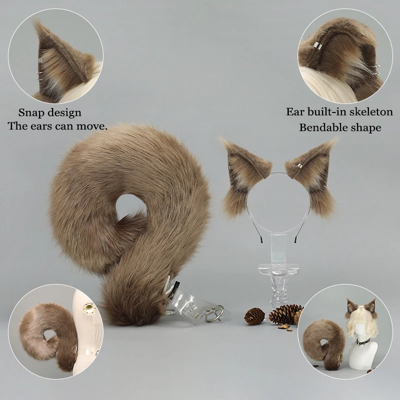 هالوين الحيوان هيرباند آذان السنجاب حفلة تنكرية الكرة الذيل تأثيري الدعامة السنجاب الوحش آذان وذيل مجموعات