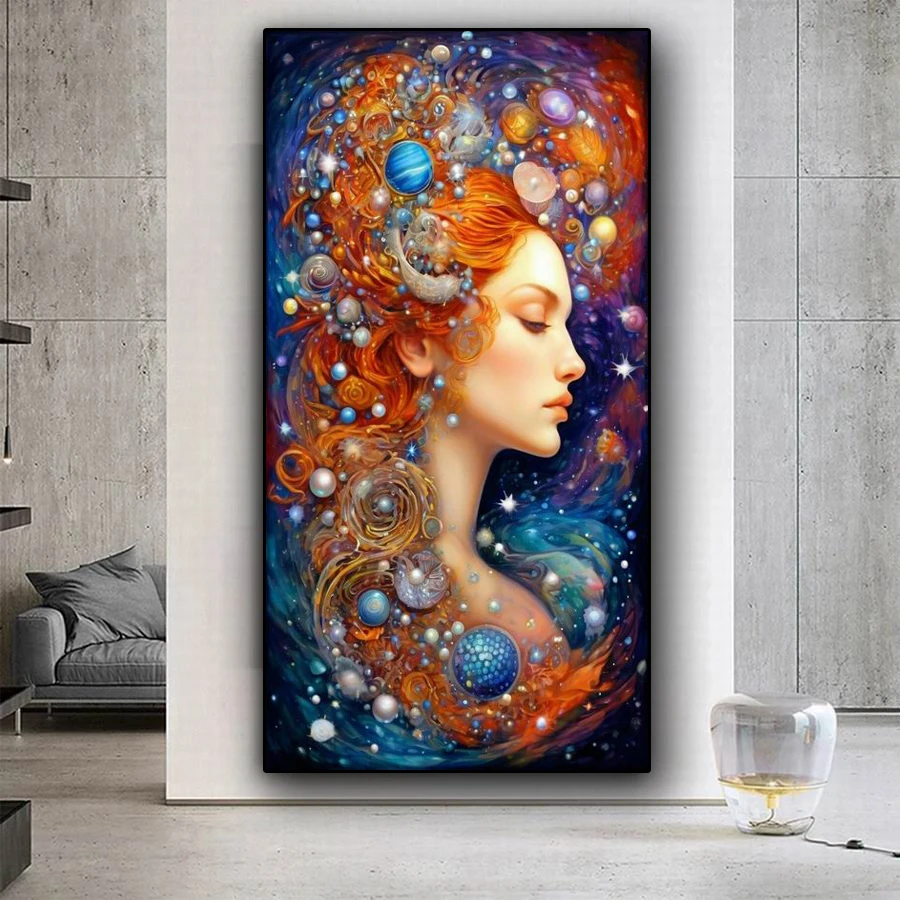 Fullcang Diy Big Size Diamond Painting Elegant Goddess Full Mosaic Embroidery Beautiful Woman Picture Jewelry Cross Stitch Kits