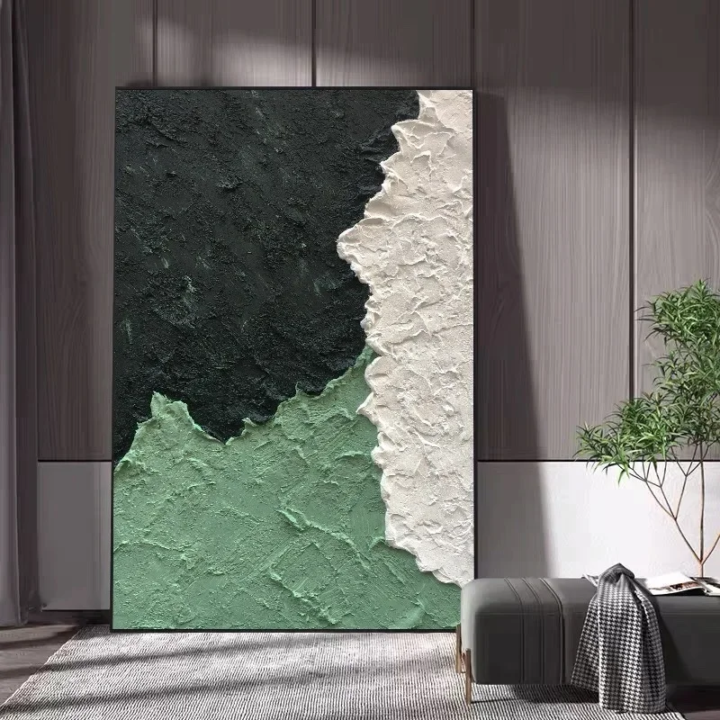 الحديثة بسيطة سميكة الملمس غرفة المعيشة الخضراء الزخرفية ضوء الفاخرة الراقية مدخل الممر شنقا اللوحة ضخمة اليد P #3