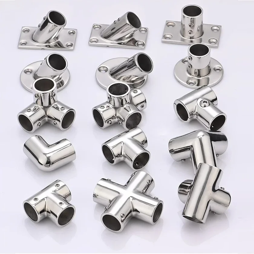 1Piece 316 Stainless Steel 22mm 25mm Hand Rail Fittings Marine Hardware T Elbow Flange Connector Yacht Boat Ship