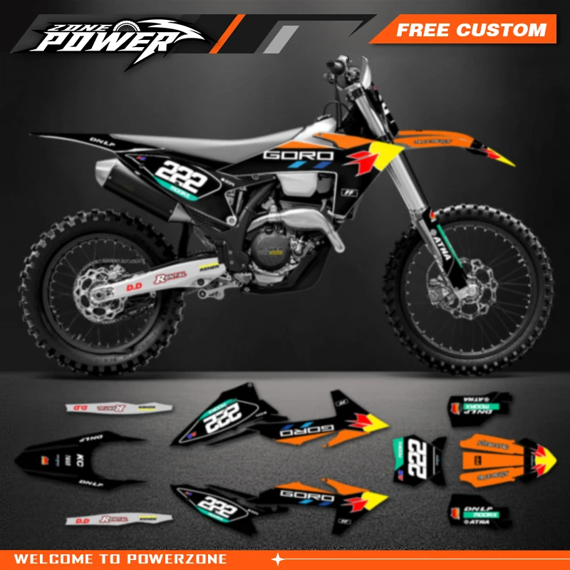 Powerzone Custom Team Motorcycle Graphics Decals Stickers Kits for KTM EXC XCW 2024 2025 2026 SX SXF 2023 2024 2025