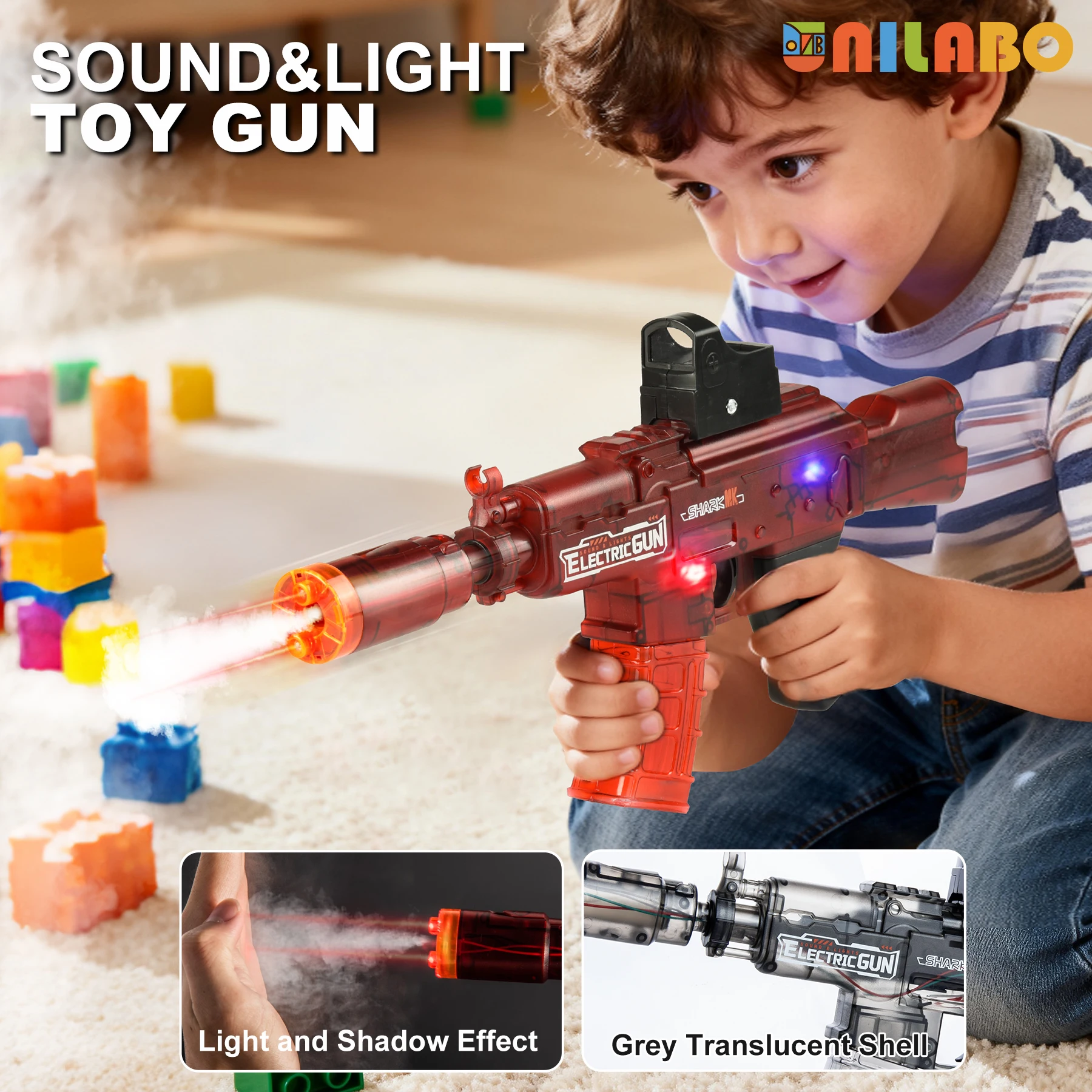 ปืนของเล่นไฟฟ้าแบบมีเสียงและแสง ปี 2025 สำหรับเด็ก - ไฟไดนามิก เสียงสนุก ปลอดภัย ทนทาน - ของขวัญวันฮาโลวีน คริสต์มาส วันเกิด สำหรับเด็กอายุ 3 ปีขึ้นไป