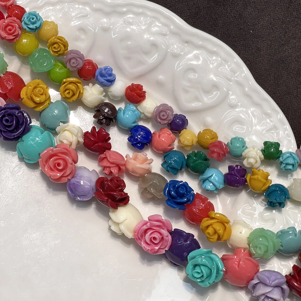 Embossed Rose Shell Powder Bead 6/8/10/12mm Assorted Colors 70 Bead Per Strand Jewelry Make DIY Necklace Bracelet Accessories