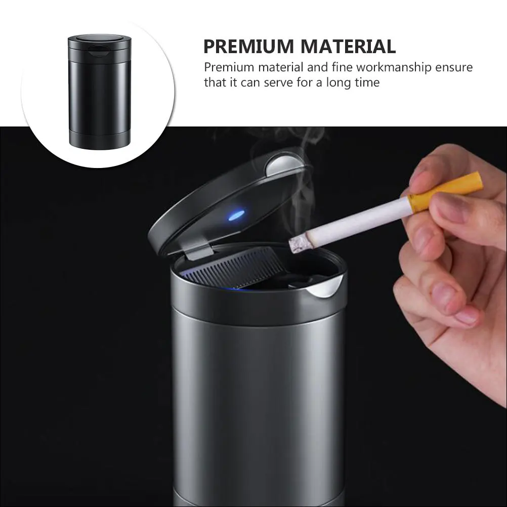 

Portable Ashtray Detachable Car Ashtray With Led Light Black Vehicle Cigar Ash Holder Outdoor Use Practical Smoke Odor Blocking
