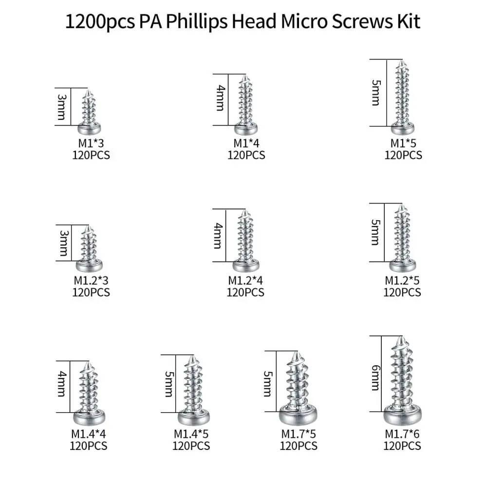 Miniature Phillips Round Head Fasteners Assortment Carbon Steel Hardware For Watch Repairing Computer Laptop Assembly Tool Bits