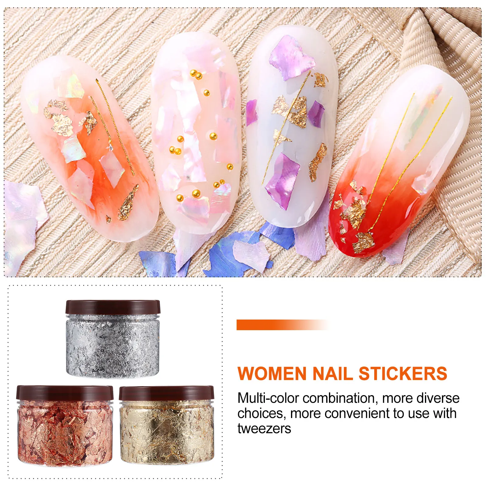 

3 Pcs Nail Art Accessories DIY Decoration Tinfoil Gilded Imitation Gold Material Supplies Leaf Women Sticker Handcrafts
