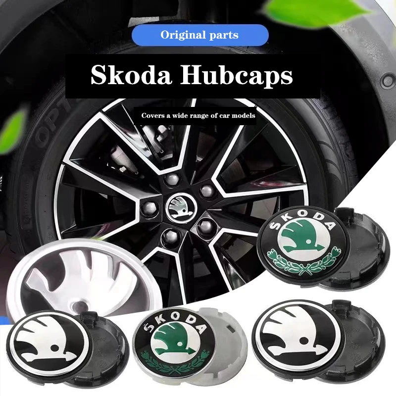 4Pcs 55MM 65MM Car Black/Green Wheel Center Hub Cap badge Emblem For Skoda Octavia Rapid Kodiaq Karoq Fabia Kamiq Superb Derivat