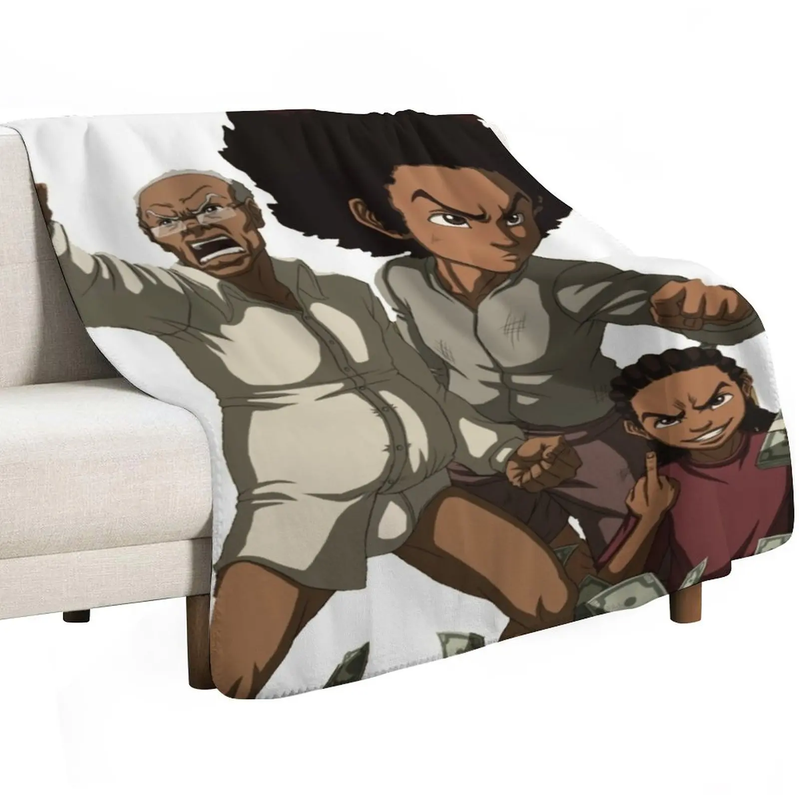 The Boondocks Huey Throw Blanket Luxury Designer Furrys Weighted Softest Soft Hairy Blankets