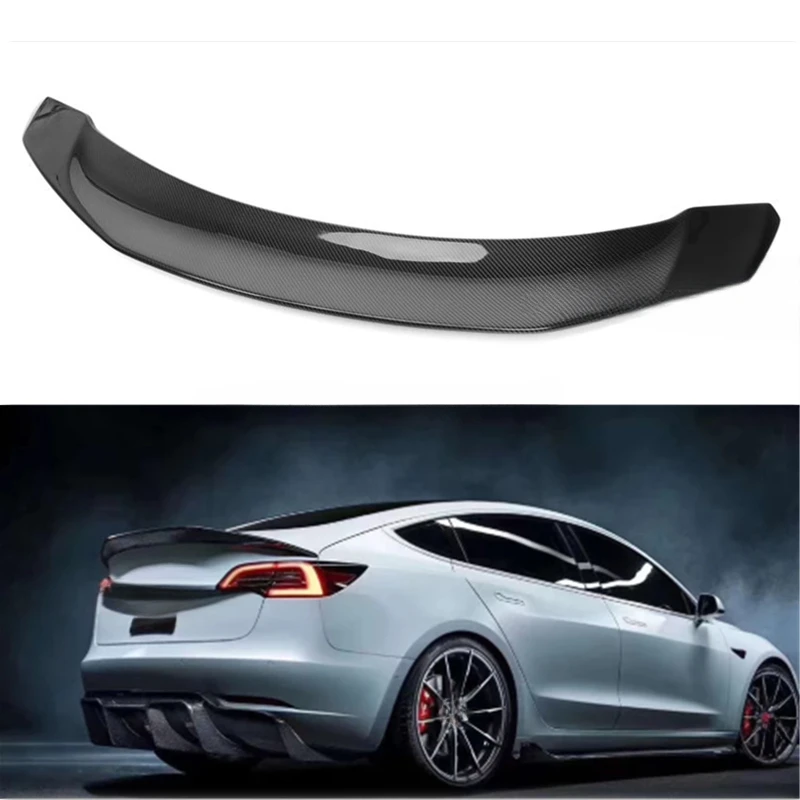 

For Tesla MODEL 3 2017-2020 V Style Carbon Fiber Glossy Black Wing Spoiler