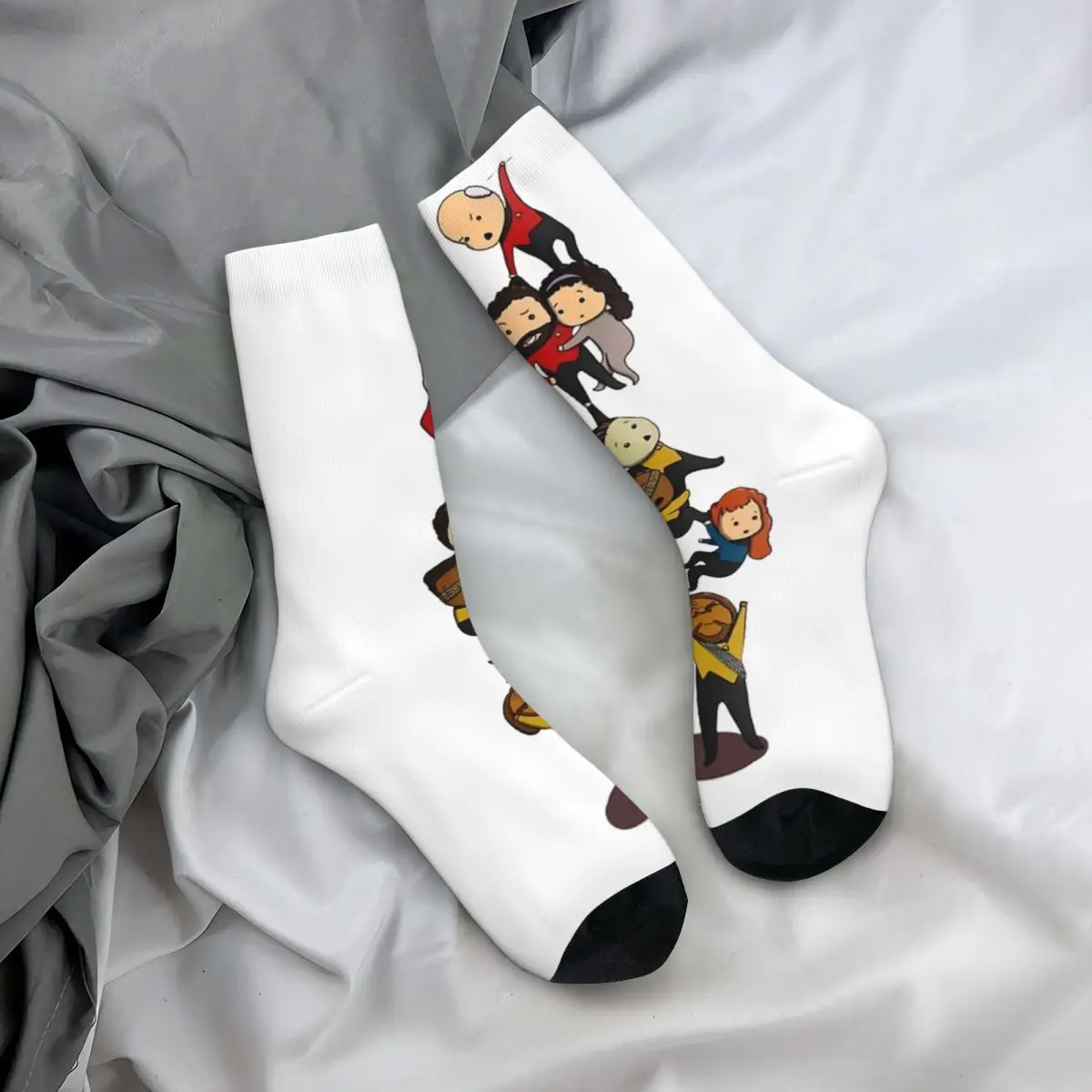 Harajuku Female Male Socks TNG Crew Chibi Style Merch Cute Star Treks The Next Generation Sport Socks Spring Autumn Winter