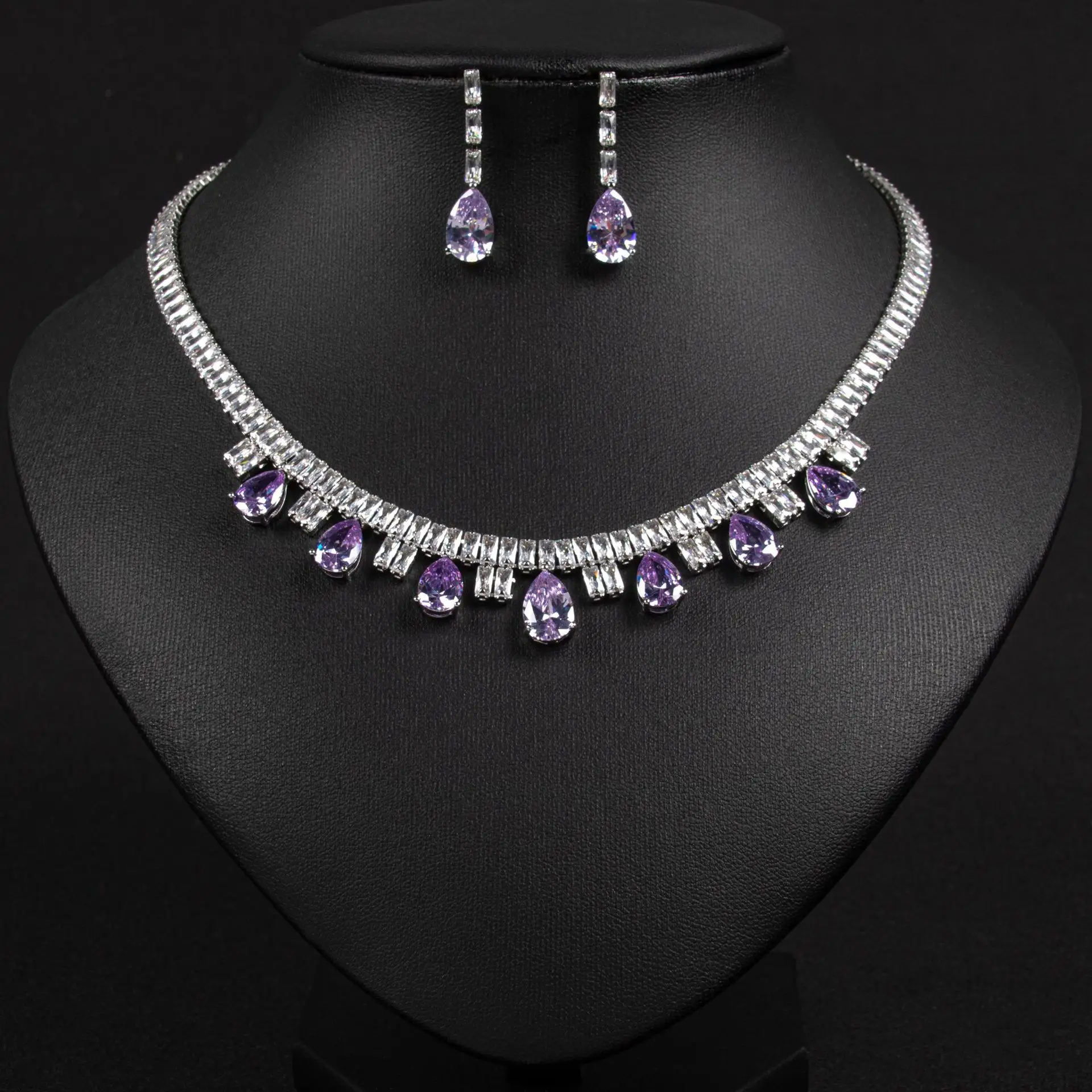 3Pcs Necklace And Earring Set For Women Luxury Zircon CZ Bridal Jewelry Sets Bride Necklace Set Wedding Evening Dress Accessorie