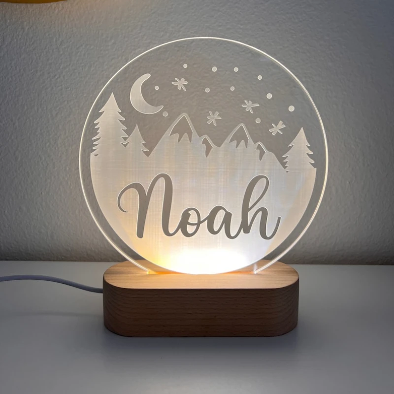 Berge benutzer definierte Name Licht personal isierte Schlafzimmer führte Wolke Dekor Zeichen USB Nachtlicht Tochter Sohn Junge Mädchen 3D Lampe Geschenk