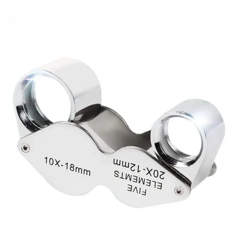 10x20xPocket Loupe Magnifier Jewelry Magnifying Glass Foldable Diamond Lupa Triplet Jewelers Eye Glass Tool Reading Magnifier
