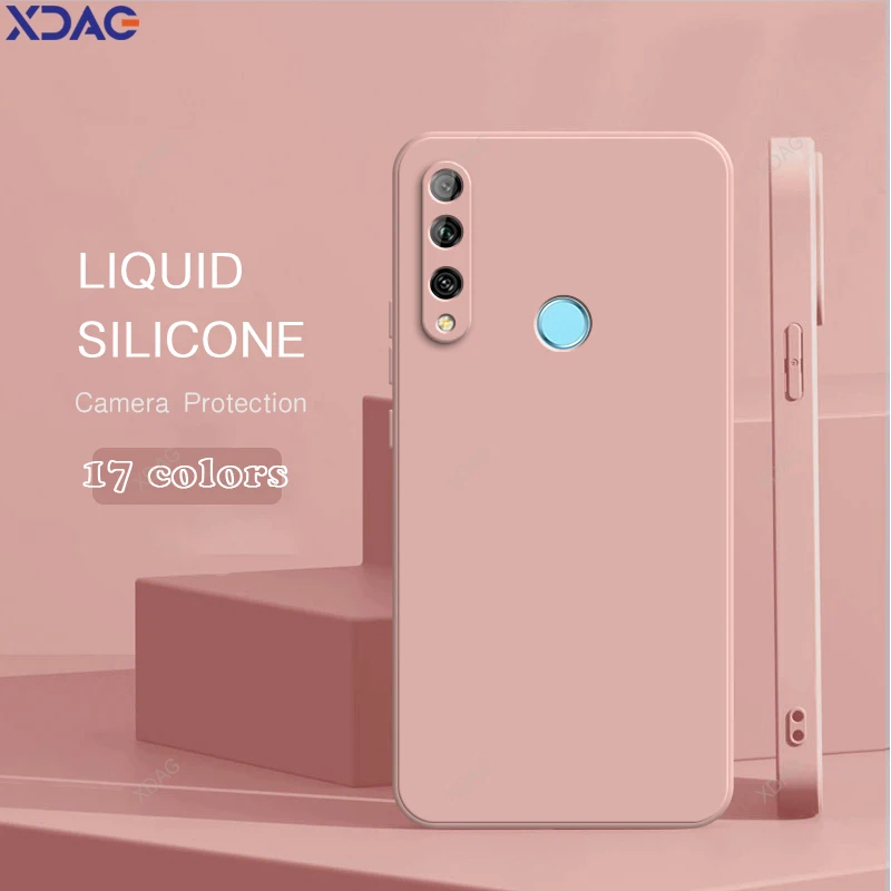 

Solid Color Silicone Phone Case for Huawei Y9 Prime Y9Prime 2019 Y9S Y8P Y7 2020 Y7A Shockproof Soft Liquid Square Protect Cover