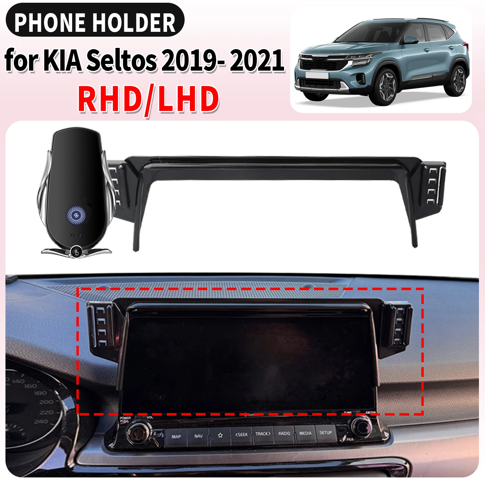 

for KIA Seltos KX3 RHD/LHD 2019-2021 Screen Base Mount Phone Holder Dedicated Clip-On Navigation Bracket Car​​ accessoires