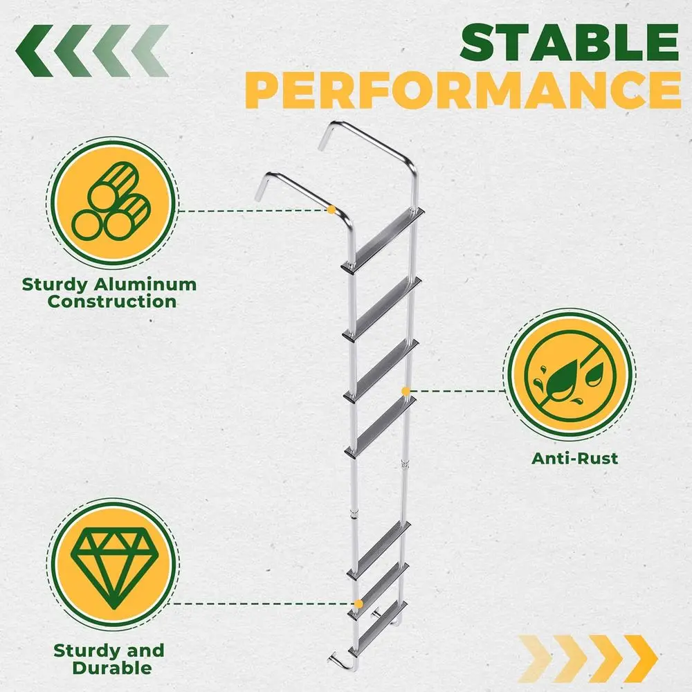 7-Step Aluminum Straight Ladder for RV Exterior and Travel Trailers - Silver