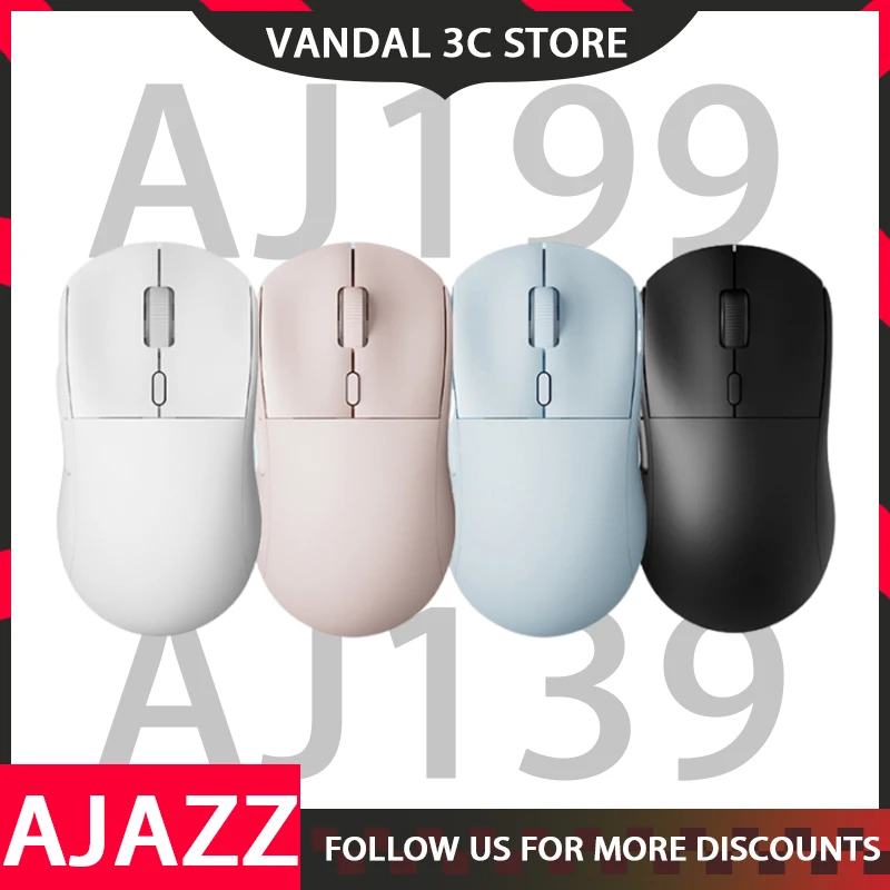 

Ajazz AJ199 4k Paw3395 Mouse Bluetooth Wireless 2-Mode Wired E-port Gamer Mouse Lightweight 24600dpi Office Gaming Mice PC